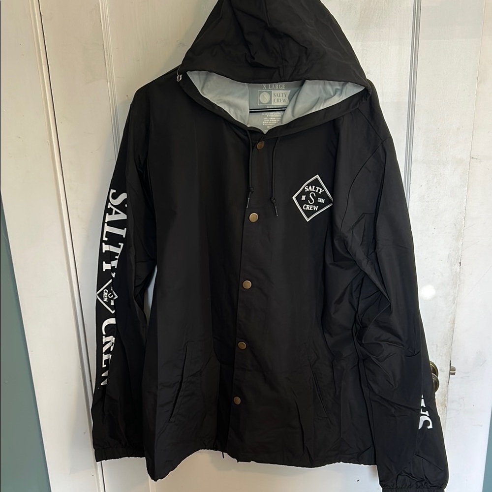 Salty Crew Black Windbreaker with White Accents